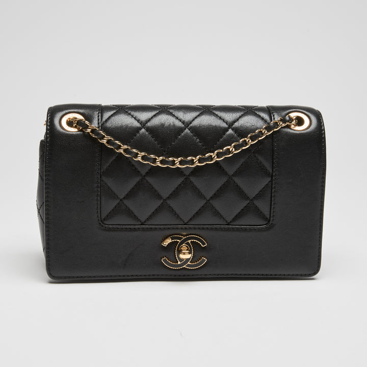 Pre-Loved Chanel™ Black Calfskin Leather Small Mademoiselle Flap Bag