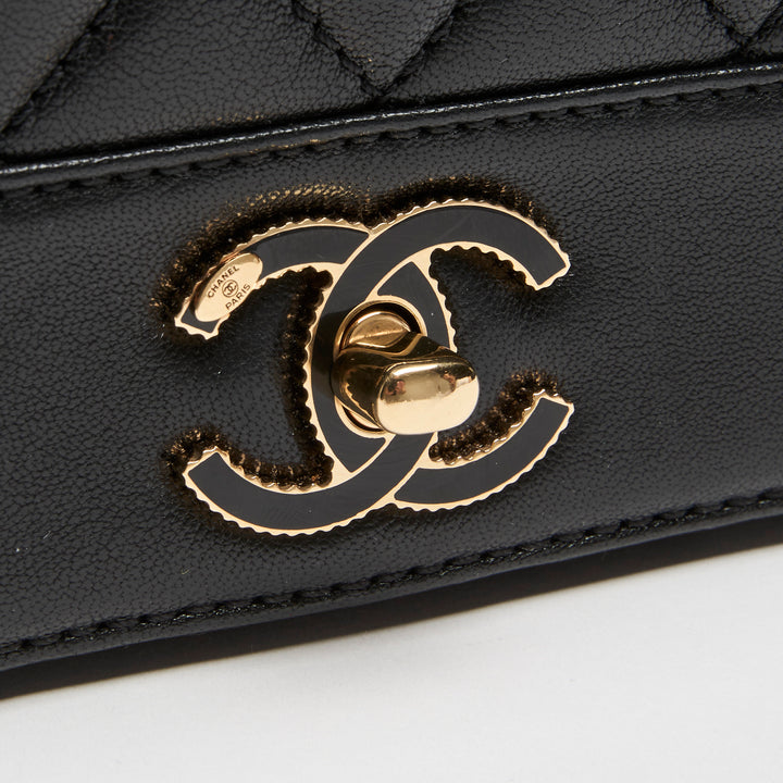 Pre-Loved Chanel™ Black Calfskin Leather Small Mademoiselle Flap Bag