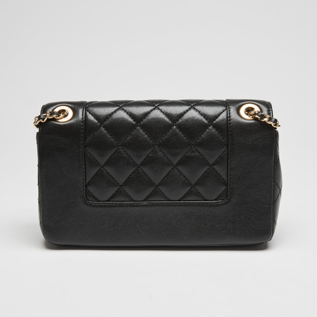 Pre-Loved Chanel™ Black Calfskin Leather Small Mademoiselle Flap Bag