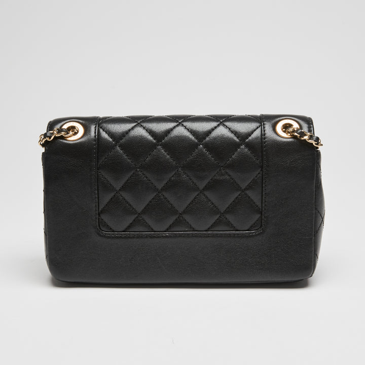 Pre-Loved Chanel™ Black Calfskin Leather Small Mademoiselle Flap Bag