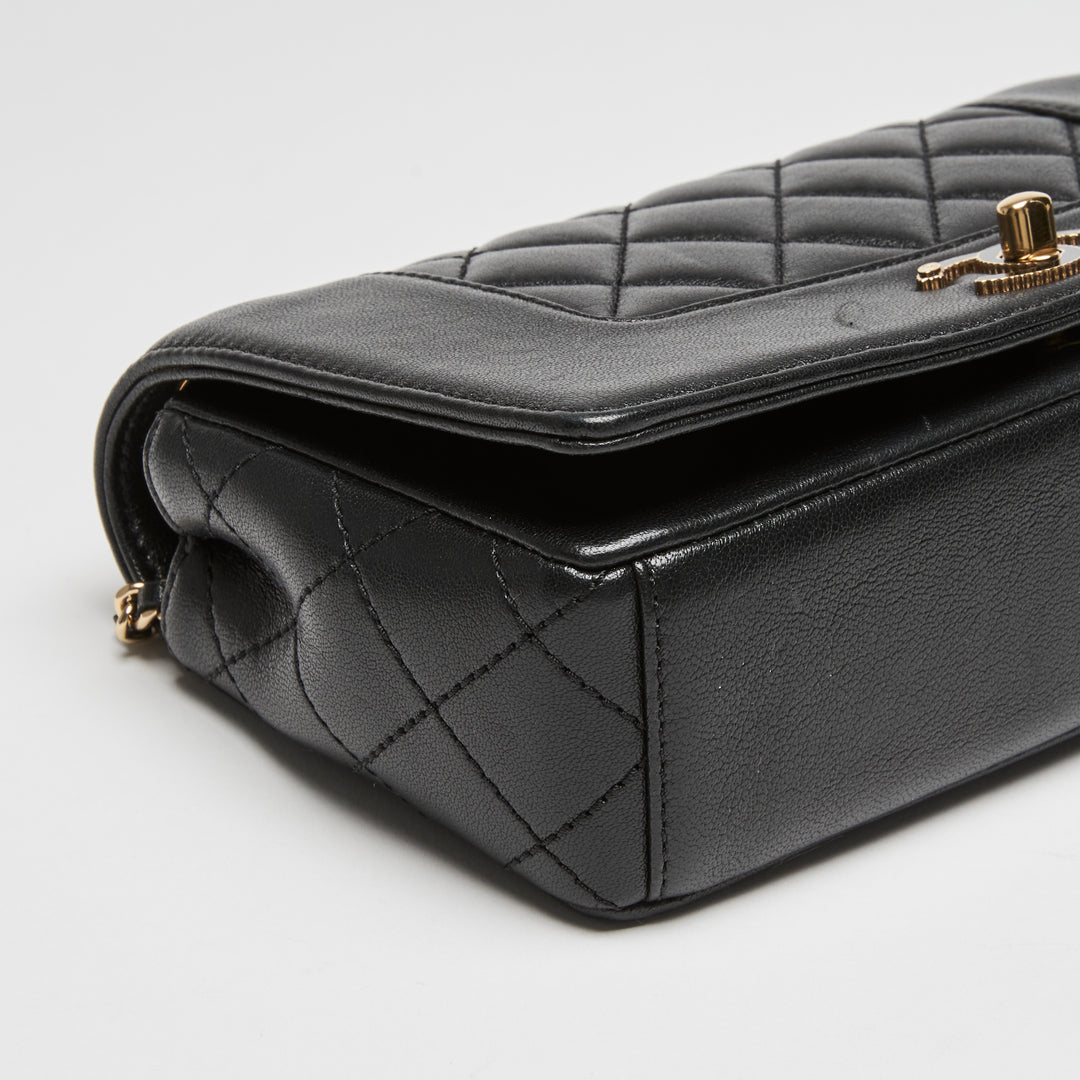Pre-Loved Chanel™ Black Calfskin Leather Small Mademoiselle Flap Bag