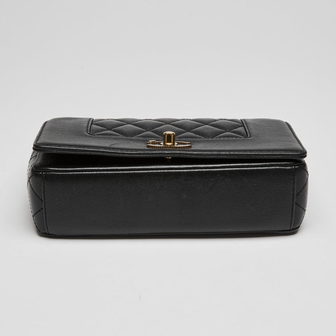 Pre-Loved Chanel™ Black Calfskin Leather Small Mademoiselle Flap Bag