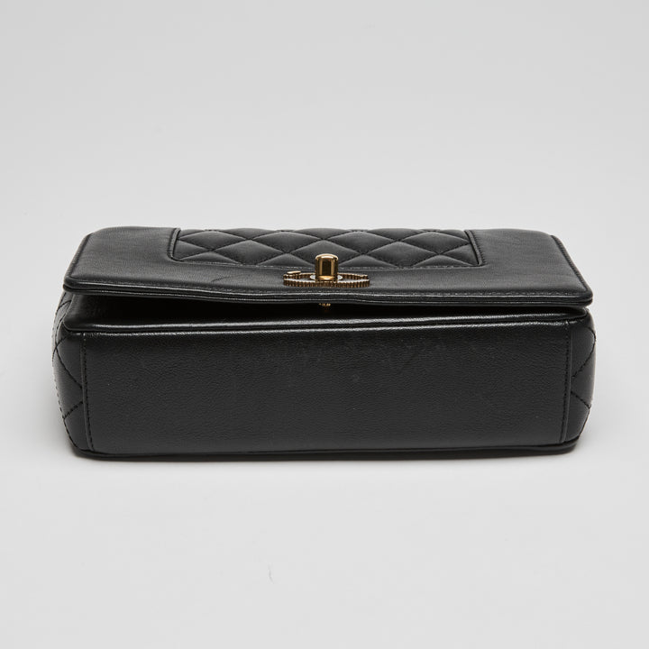 Pre-Loved Chanel™ Black Calfskin Leather Small Mademoiselle Flap Bag