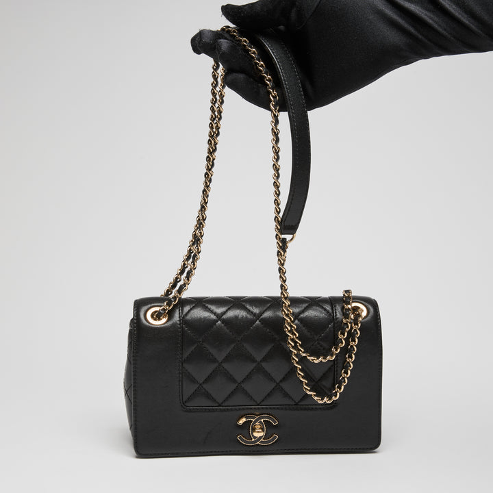 Pre-Loved Chanel™ Black Calfskin Leather Small Mademoiselle Flap Bag