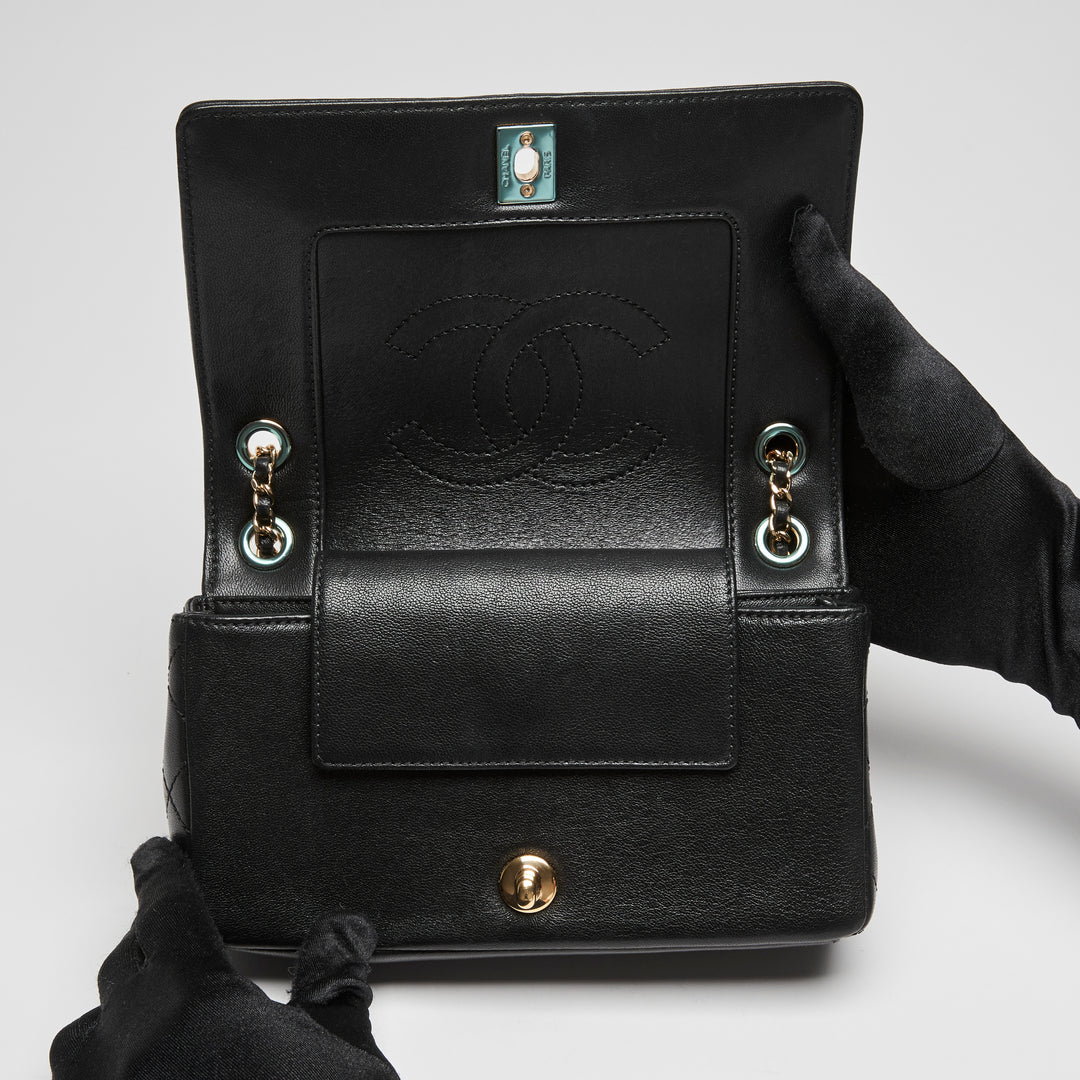 Pre-Loved Chanel™ Black Calfskin Leather Small Mademoiselle Flap Bag