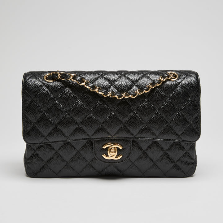 Pre-Loved Chanel™ Black Caviar Leather Medium Classic Double Flap