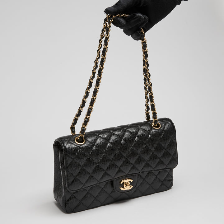 Pre-Loved Chanel™ Black Caviar Leather Medium Classic Double Flap