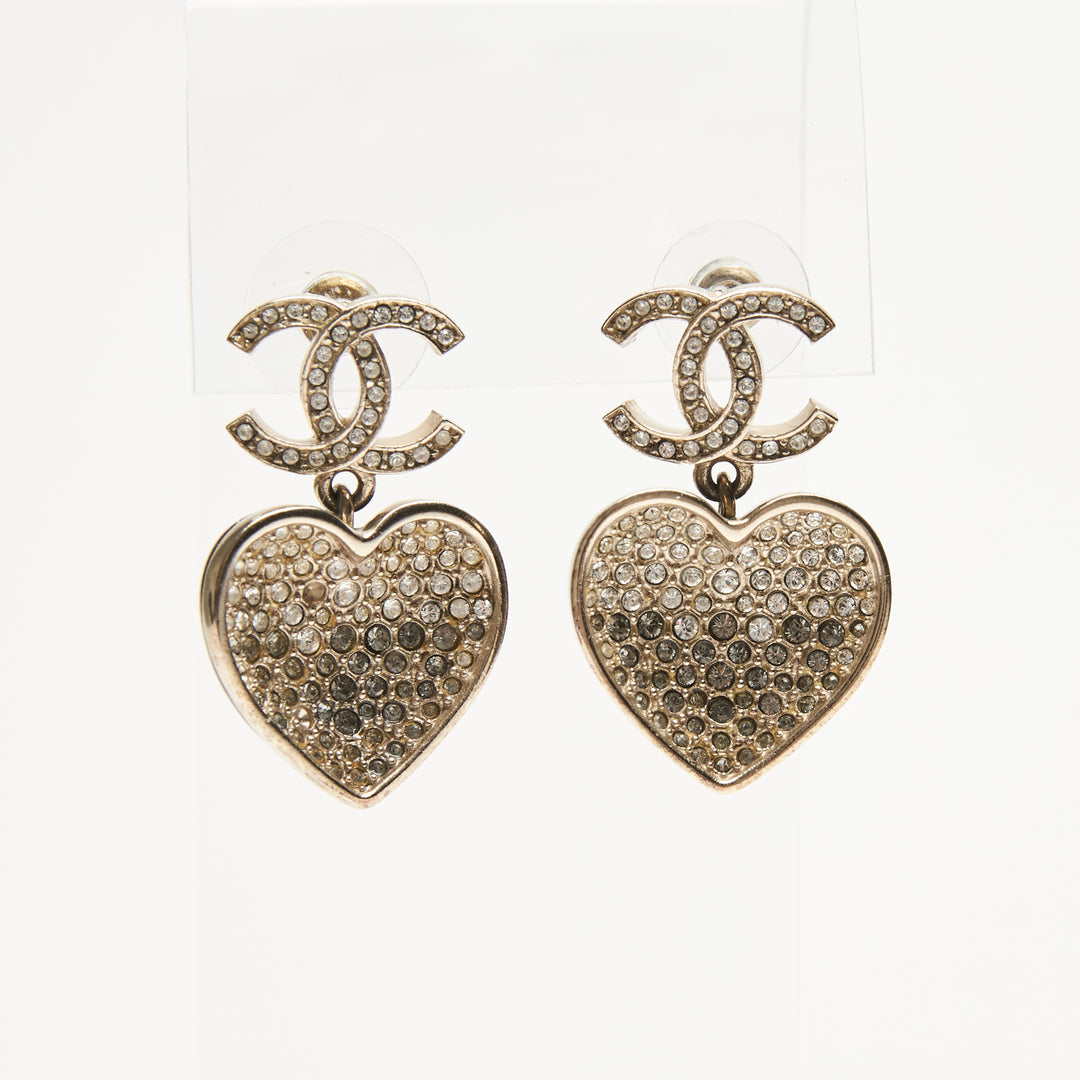 Pre-Loved Chanel™ Gold-Tone Logo Earrings with Heart Drop