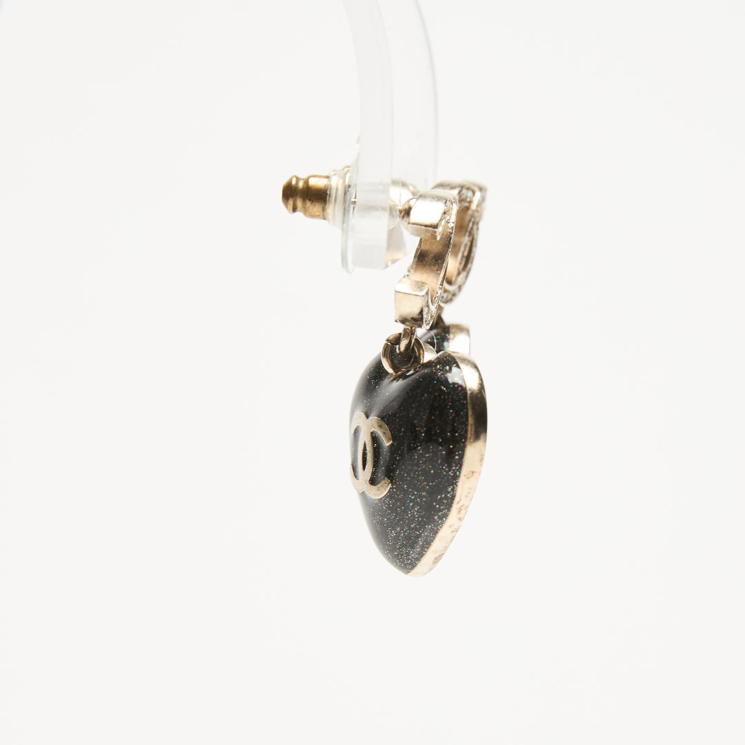 Pre-Loved Chanel™ Gold-Tone Logo Earrings with Heart Drop