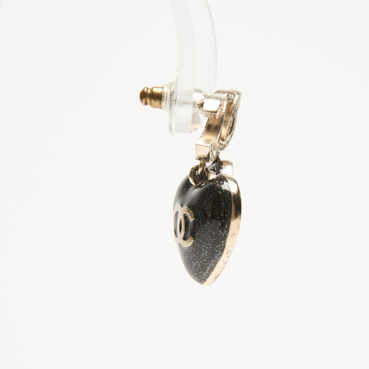 Pre-Loved Chanel™ Gold-Tone Logo Earrings with Heart Drop
