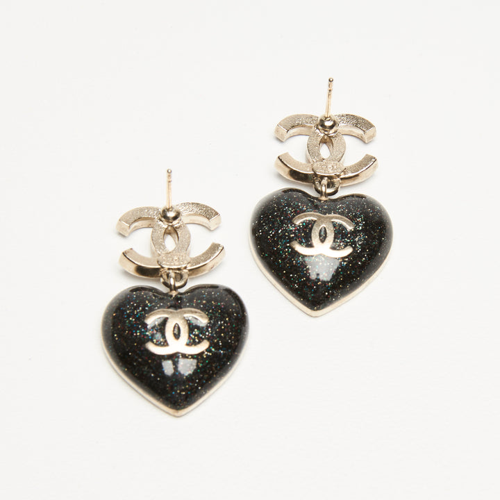 Pre-Loved Chanel™ Gold-Tone Logo Earrings with Heart Drop