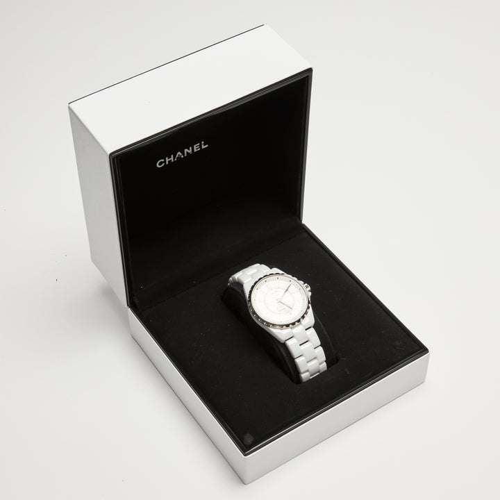 Pre-Loved Chanel™ White Ceramic & Stainless Steel J12 Watch 36.5mm