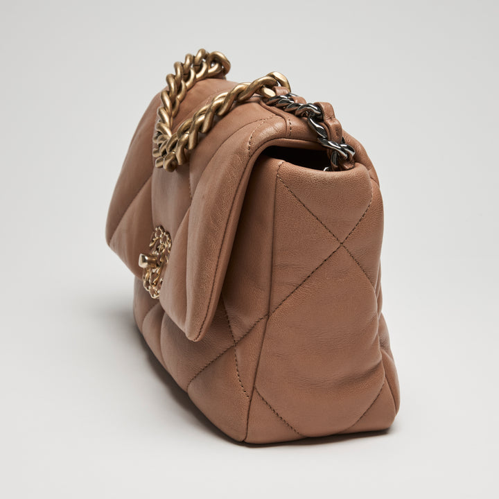 Pre-Loved Chanel™ Tan Goatskin Leather Small 19 Handbag