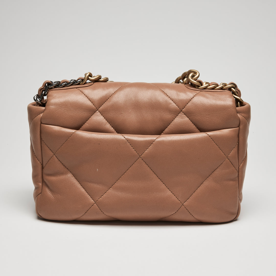 Pre-Loved Chanel™ Tan Goatskin Leather Small 19 Handbag