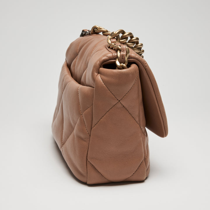 Pre-Loved Chanel™ Tan Goatskin Leather Small 19 Handbag