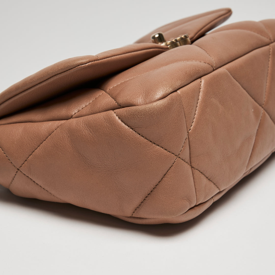 Pre-Loved Chanel™ Tan Goatskin Leather Small 19 Handbag
