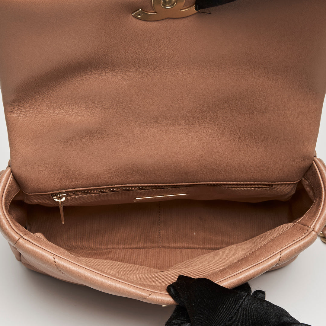 Pre-Loved Chanel™ Tan Goatskin Leather Small 19 Handbag