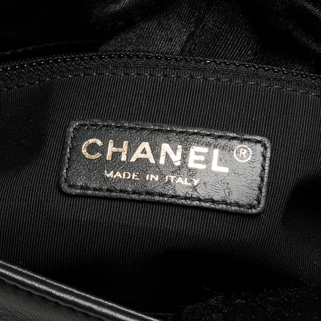 Pre-Loved Chanel™ Beige & Black Quilted Calfskin Leather Medium Graphic Flap Bag
