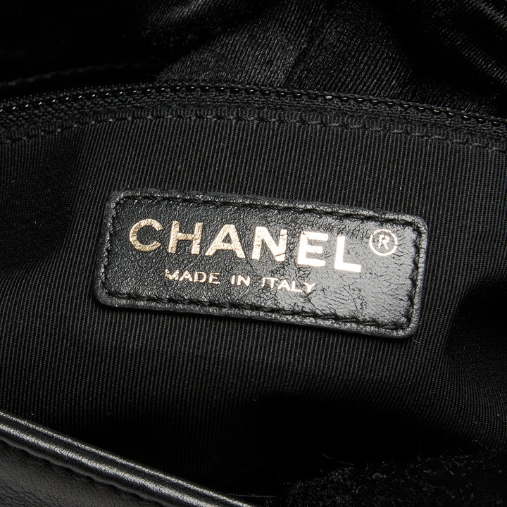 Pre-Loved Chanel™ Beige & Black Quilted Calfskin Leather Medium Graphic Flap Bag