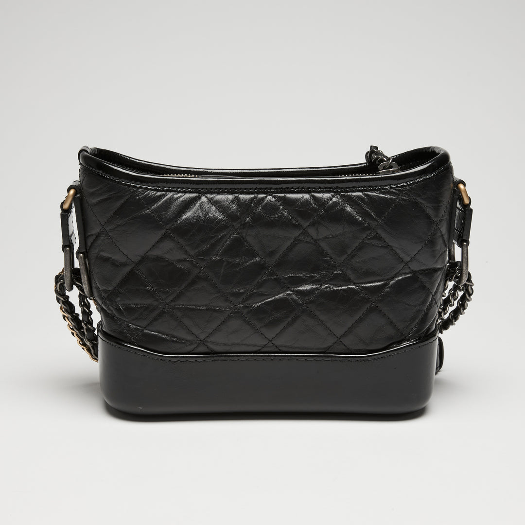 Pre-Loved Chanel™ Black Aged Calfskin Leather Small Gabrielle Bag