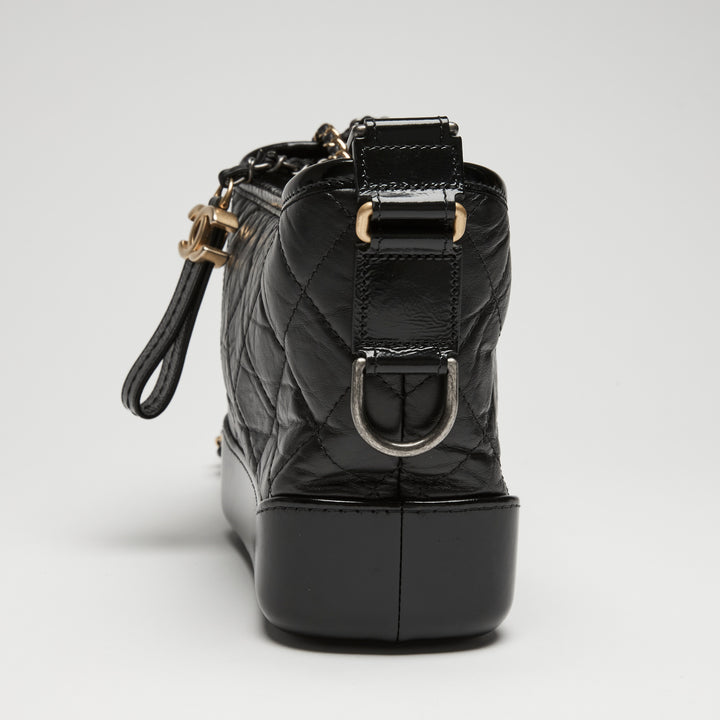 Pre-Loved Chanel™ Black Aged Calfskin Leather Small Gabrielle Bag