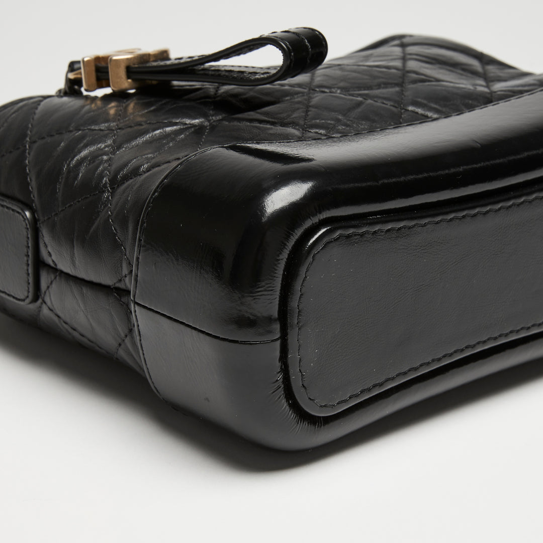 Pre-Loved Chanel™ Black Aged Calfskin Leather Small Gabrielle Bag