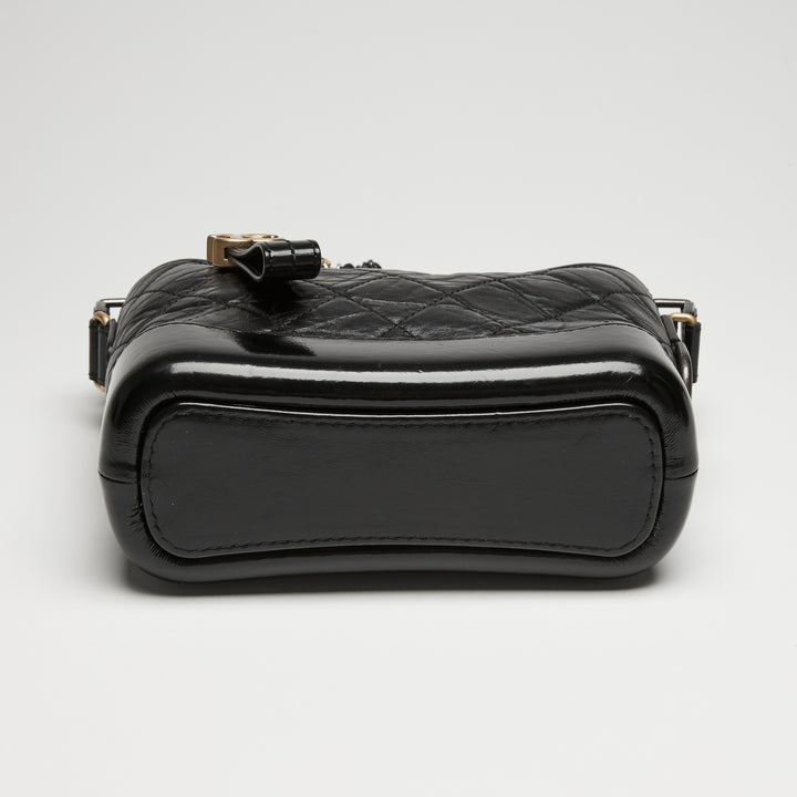 Pre-Loved Chanel™ Black Aged Calfskin Leather Small Gabrielle Bag