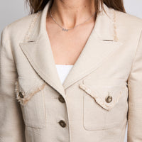 Pre-Loved Chanel™ Peplum Silk Blazer with Fringe Trim