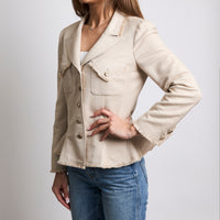 Pre-Loved Chanel™ Peplum Silk Blazer with Fringe Trim
