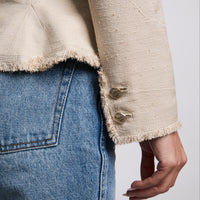 Pre-Loved Chanel™ Peplum Silk Blazer with Fringe Trim