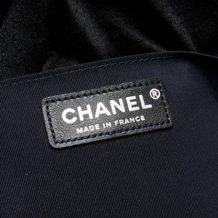 Pre-Loved Chanel™ Navy Blue Suede Medium Boy Bag