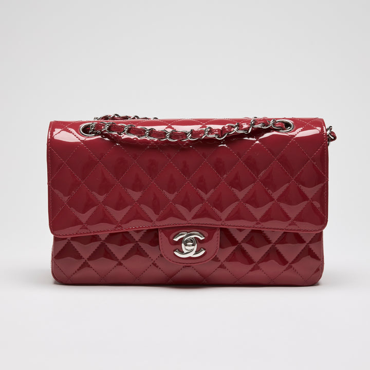 Pre-Loved Chanel™ Red Patent Leather Medium Classic Double Flap Bag