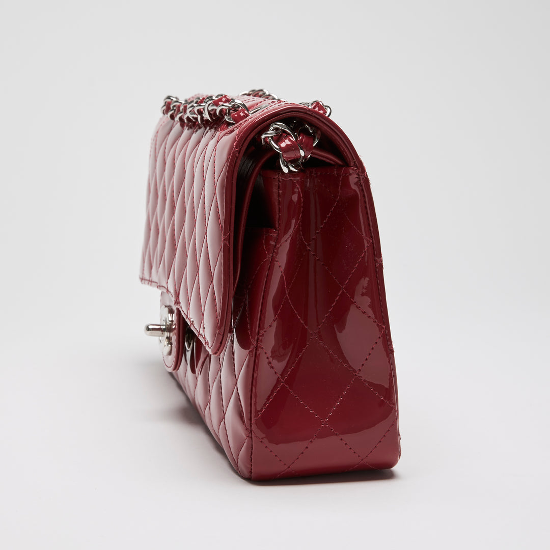 Pre-Loved Chanel™ Red Patent Leather Medium Classic Double Flap Bag