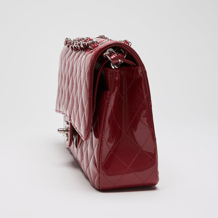 Pre-Loved Chanel™ Red Patent Leather Medium Classic Double Flap Bag