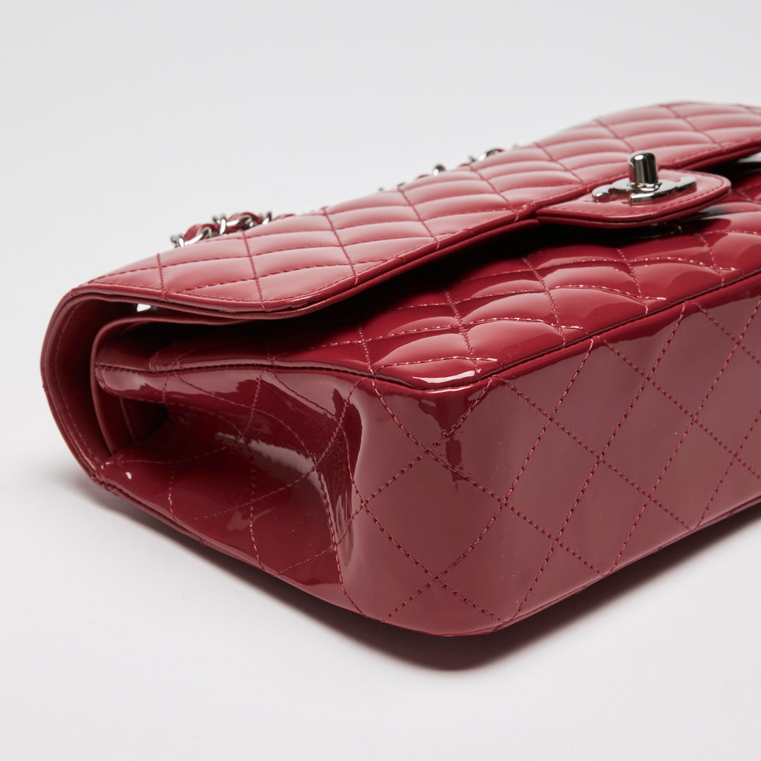 Pre-Loved Chanel™ Red Patent Leather Medium Classic Double Flap Bag