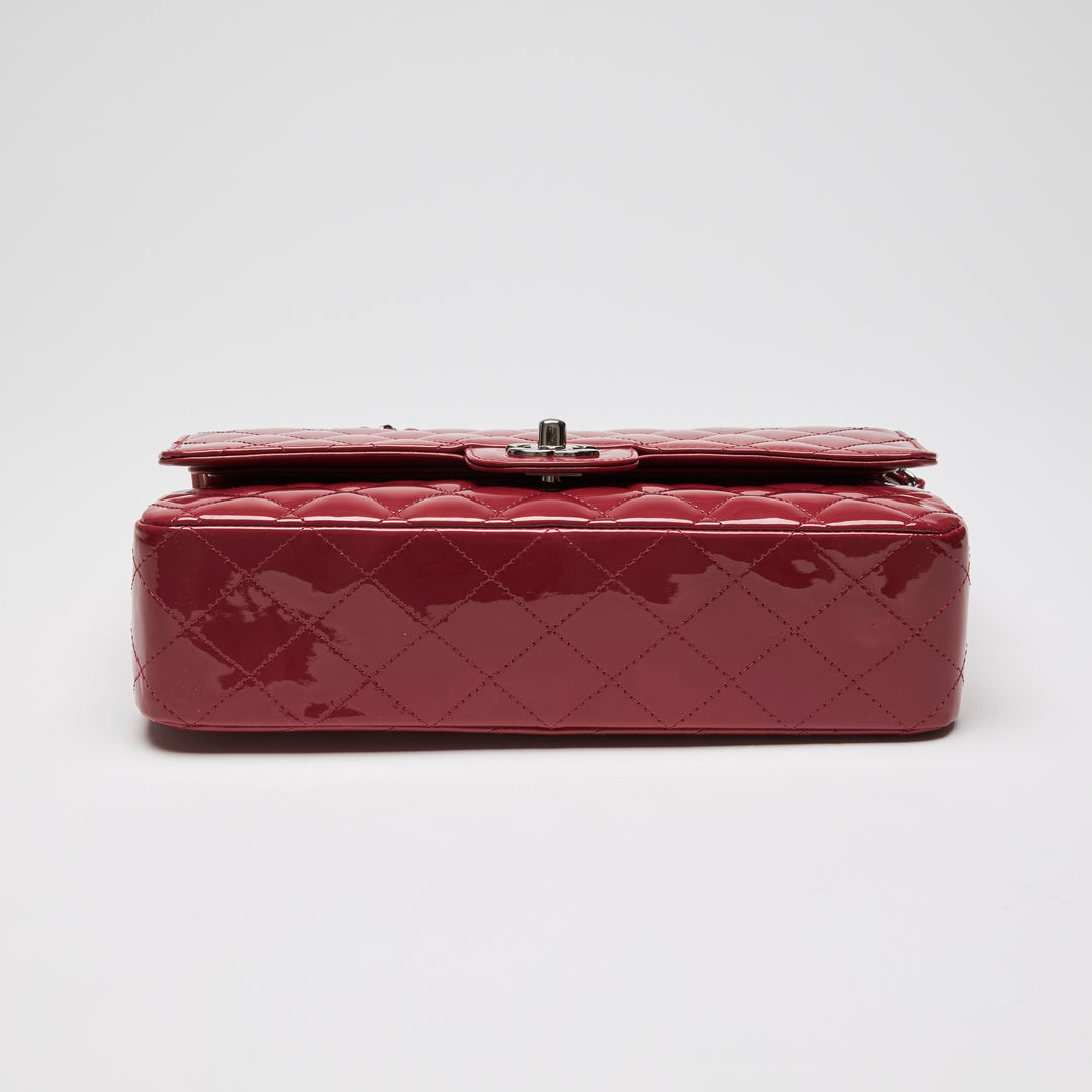 Pre-Loved Chanel™ Red Patent Leather Medium Classic Double Flap Bag