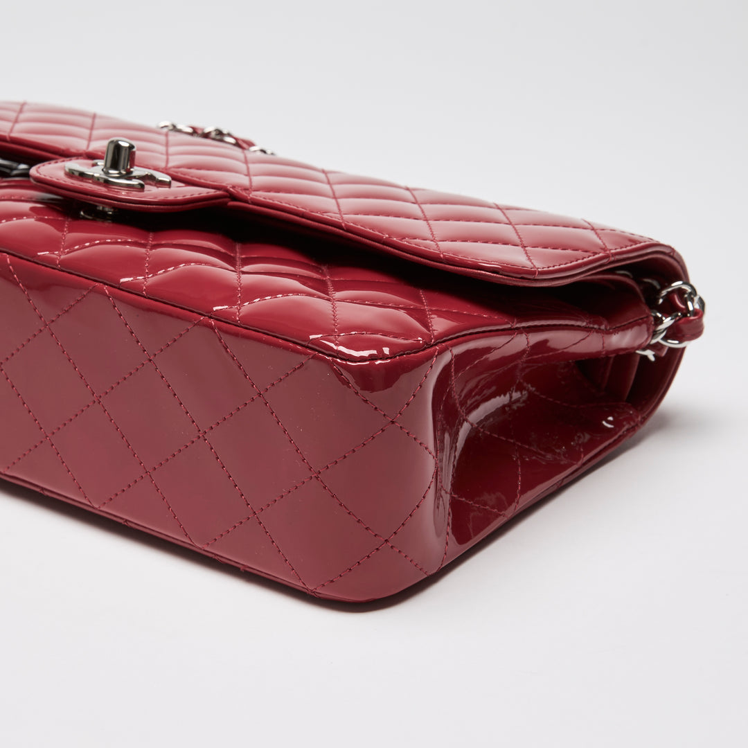 Pre-Loved Chanel™ Red Patent Leather Medium Classic Double Flap Bag