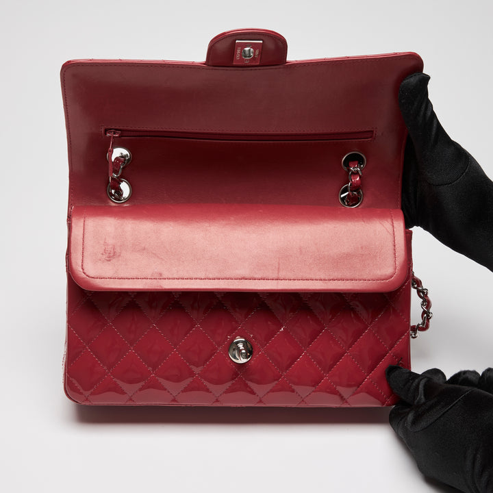 Pre-Loved Chanel™ Red Patent Leather Medium Classic Double Flap Bag