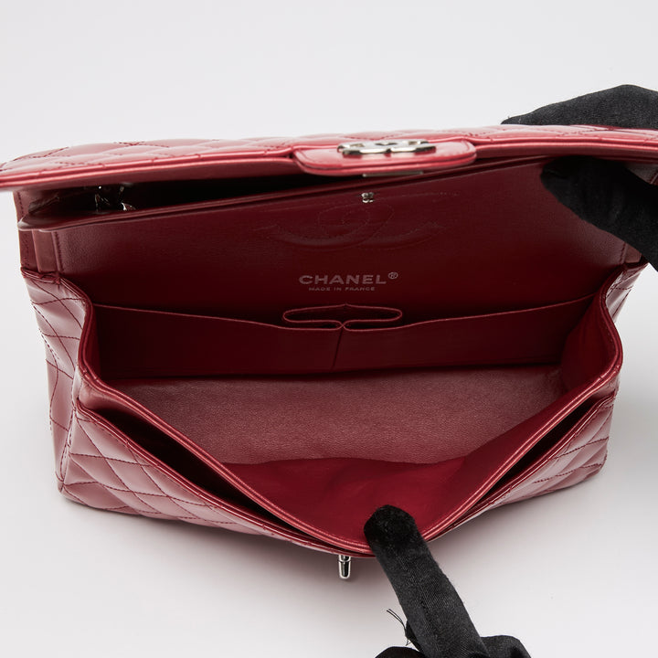 Pre-Loved Chanel™ Red Patent Leather Medium Classic Double Flap Bag
