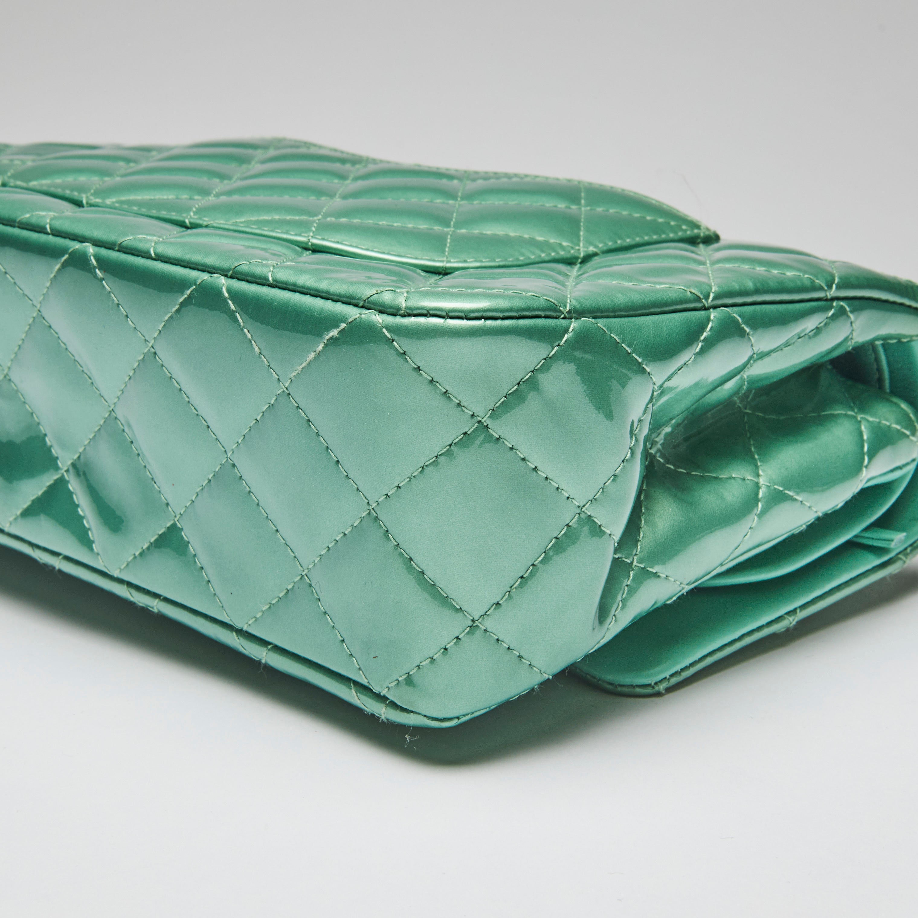 Chanel Mint Green Patent Leather Medium Classic Flap Bag | Luxury Finds  Consignment
