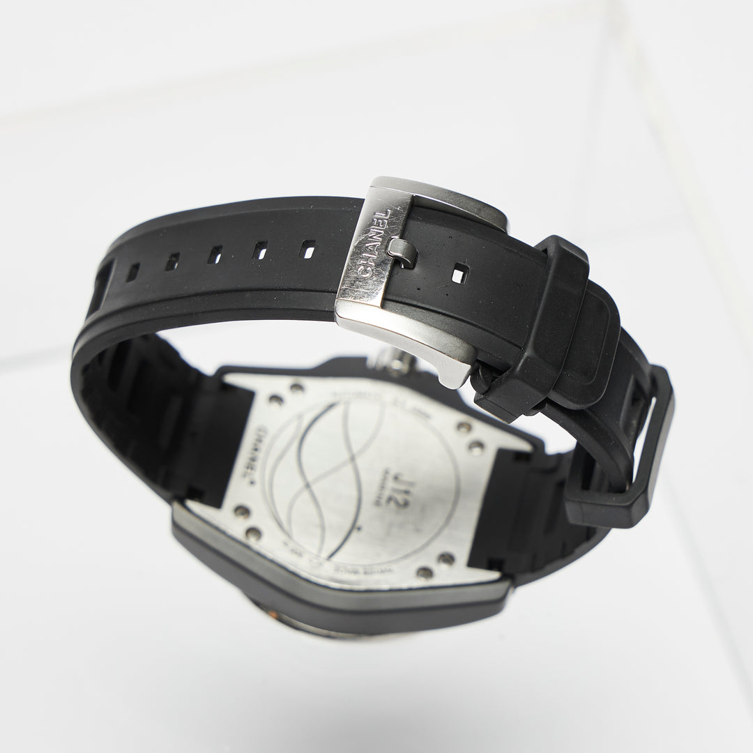 Excellent Pre-Loved Marine Blue Face Automatic Watch with Black Rubber Strap. (clasp)