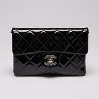 Pre-Loved Chanel™ Black Patent Wallet on Chain (Front)