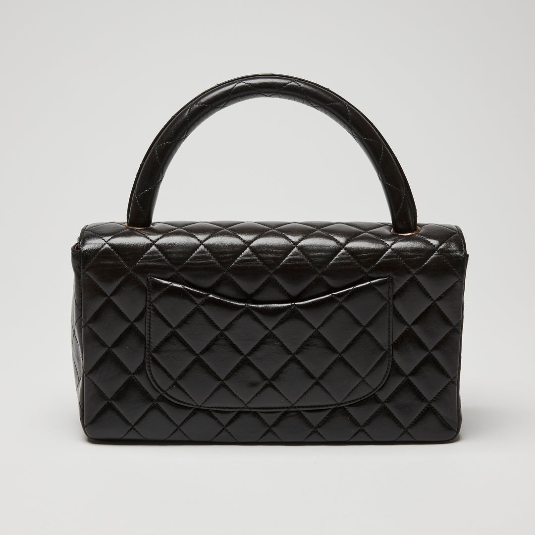 Pre-Loved Chanel™ Black Quilted Lambskin Leather Vintage Top Handle Flap Bag