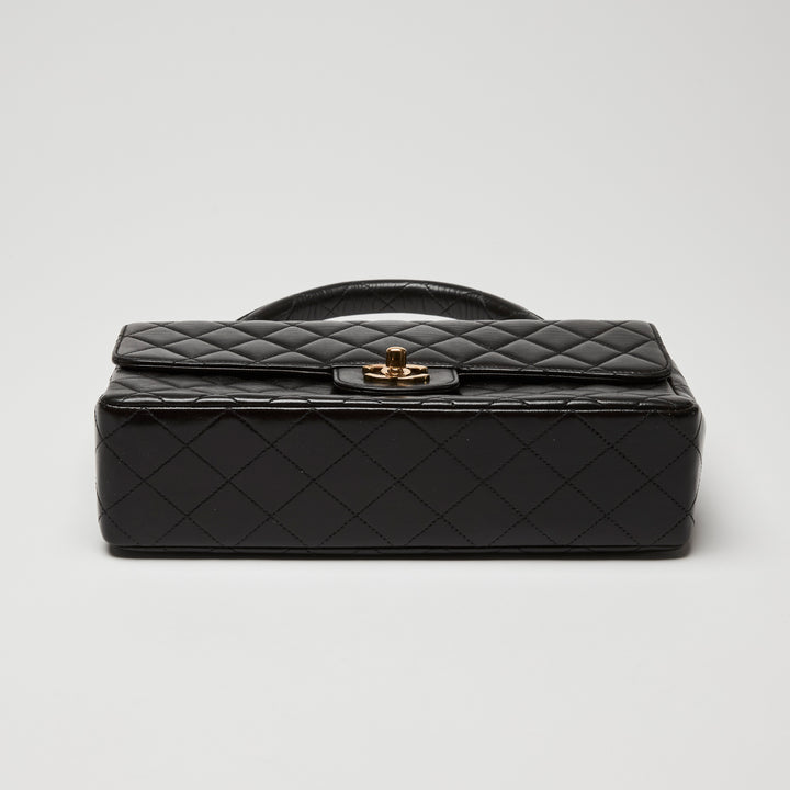 Pre-Loved Chanel™ Black Quilted Lambskin Leather Vintage Top Handle Flap Bag