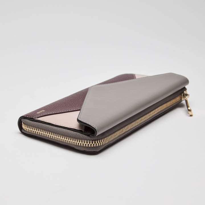 Chloé Tricolour Smooth & Grained Leather Patchwork Envelope Continental Wallet