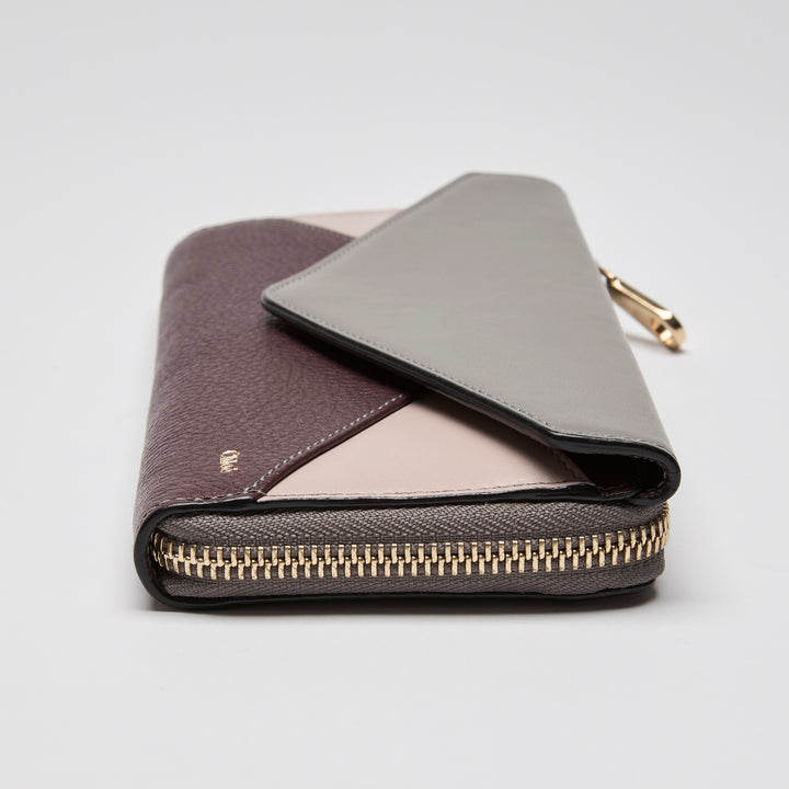 Chloé Tricolour Smooth & Grained Leather Patchwork Envelope Continental Wallet