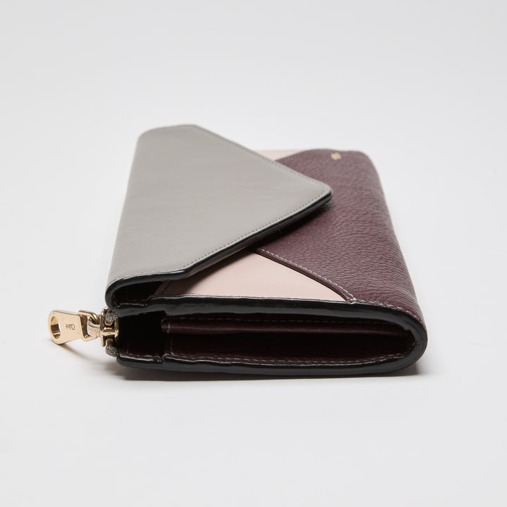 Chloé Tricolour Smooth & Grained Leather Patchwork Envelope Continental Wallet