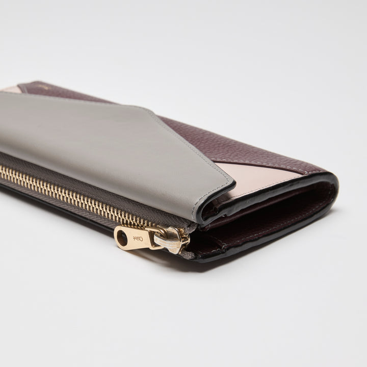 Chloé Tricolour Smooth & Grained Leather Patchwork Envelope Continental Wallet