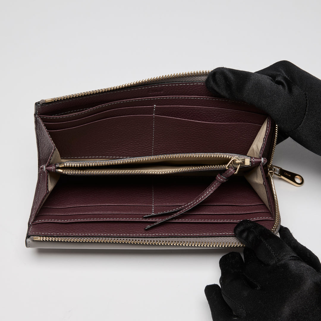 Chloé Tricolour Smooth & Grained Leather Patchwork Envelope Continental Wallet