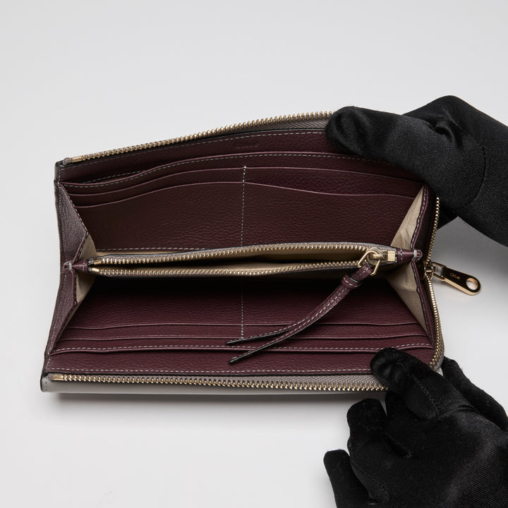 Chloé Tricolour Smooth & Grained Leather Patchwork Envelope Continental Wallet